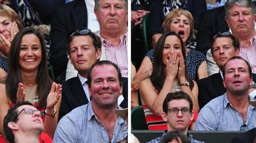 Pippa Middleton e Nico Jackson assistem à semifinal da partida de tênis masculino em Wimbledon - Getty Images