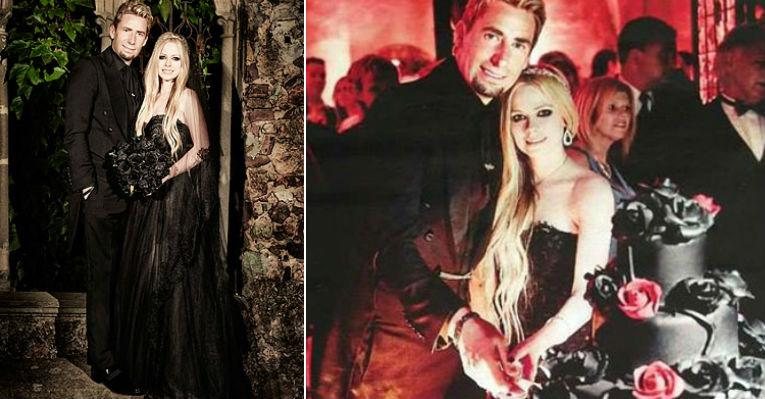 Avril Lavigne se casou com um vestido de noiva preto - Reprodução