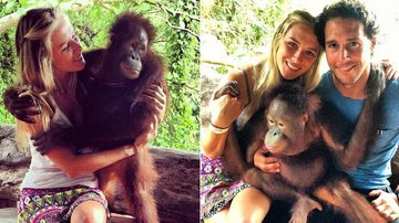 Em lua de mel, Fiorella Mattheis e Flávio Canto posam com macaco - Reprodução/Instagram