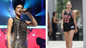 Rihanna e Miley Cyrus são algumas das adeptas da moda dos camisetões - Getty Images e Reprodução
