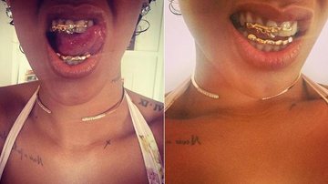 Rihanna coloca grillz nos dentes - Instagram/Reprodução