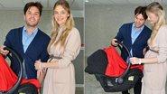 Carol Trentini deixa a maternidade com o marido e o filho - Caio Duran / AgNews