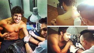 Sem camisa, Caio Castro retoca tatuagem em estúdio de São Paulo - Instagram/Reprodução