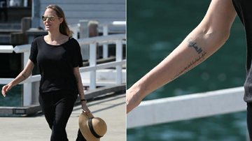 Angelina Jolie e sua nova tatuagem no braço - Splash News