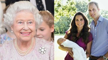 Rainha Elizabeth II; príncipe George, Kate Middleton e príncipe William - Arquivo CARAS