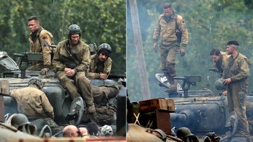 Brad Pitt grava cenas de guerra com roupas militares no filme 'Fury' - AKM-GSI/Splash