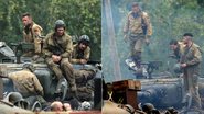 Brad Pitt grava cenas de guerra com roupas militares no filme 'Fury' - AKM-GSI/Splash
