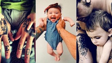 Pais tatuados e filhos fofos do tumblr Tattooed Parents - Foto-montagem