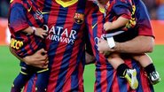 Pais Neymar e Messi mimam seus filhos antes de jogo - David Ramos/ Getty Images