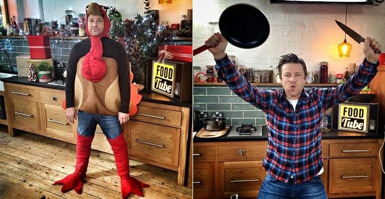 Chef Jamie Oliver se veste de peru em gravação de programa - Instagram/Reprodução