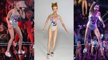 Miley Cyrus ganha boneca com visual polêmico usado no VMA - Getty Images e Divulgação