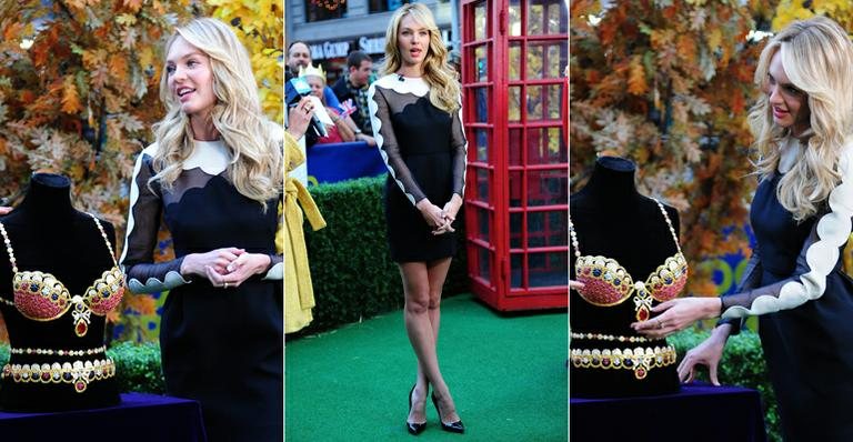 Candice Swanepoel mostra o sutiã de R$ 22 milhões na TV americana - Foto-montagem