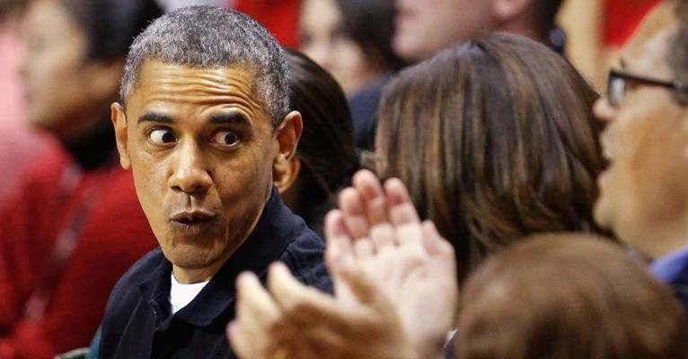Obama e sua família em jogo de basquete - Jonathan Ernst/ Reuters
