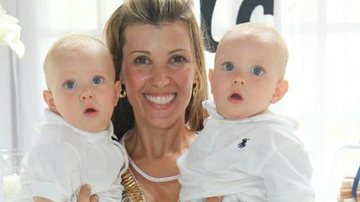 Roberta Cipriani com os filhos gêmeos, Cauã e Lucca - Thais Martinelli; Reprodução / Facebook