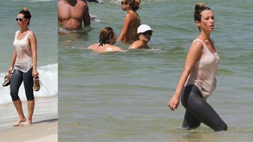 Juliana Didone mergulha no mar de roupa após correr pela orla do Rio - AgNews