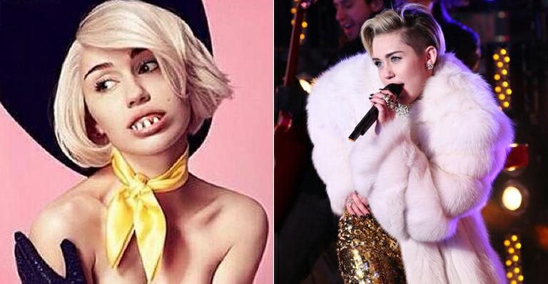 Miley Cyrus surge irreconhecível em cartaz para divulgar programa de TV - Divulgação/MTV e Getty Images