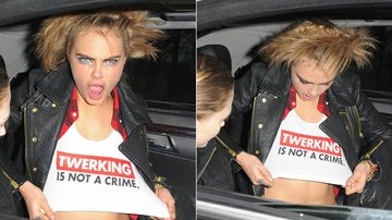 Cara Delevingne usa camiseta a favor do twerking - Splash News/AKM-GSI/Foto-montagem