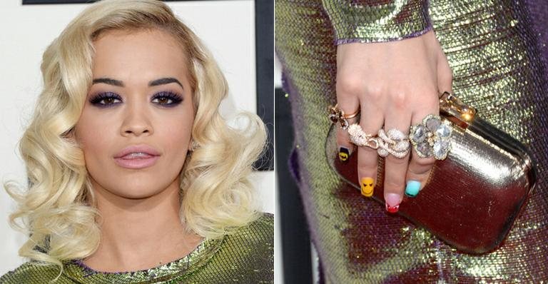 Rita Ora ousa e aposta em cores e desenhos variados para decorar as unhas - Foto-montagem/ Getty Images