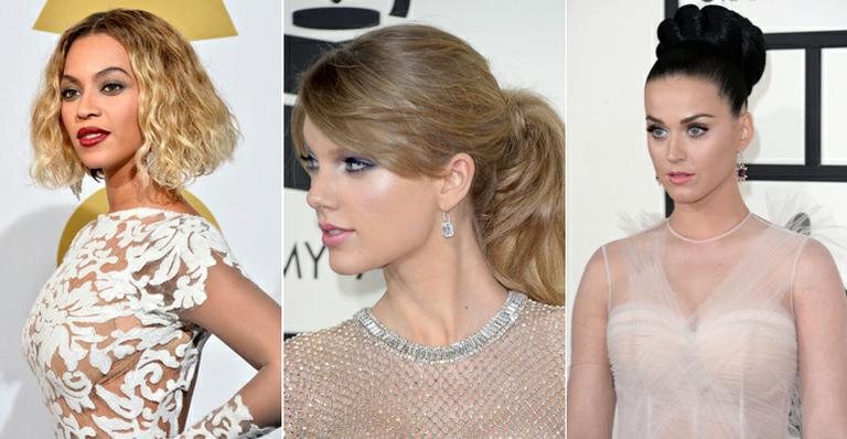 Aprenda o passo a passo dos penteados de Beyoncé e mais famosas no Grammy - Foto-montagem
