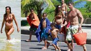 Márcio Garcia e a mulher vão à praia da Barra com os três filhos - Dilson Silva/ AgNews