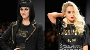 Katy Perry e Rita Ora ‘desfilam’ na passarela da Moschino para encontrar seus assentos - Foto-montagem