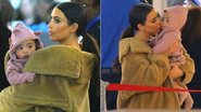 Kim Kardashian coloca roupa com gorro de ursinho em North West - AKM-GSI/Splash