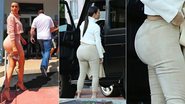 Kim Kardashian dá lição fashion: roupa justa e de cintura baixa aumenta o quadril - Foto-montagem
