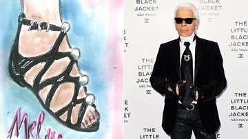 Sandália desenhada por Karl Lagerfeld será desfilada na SPFW. Veja o croqui - Foto-montagem