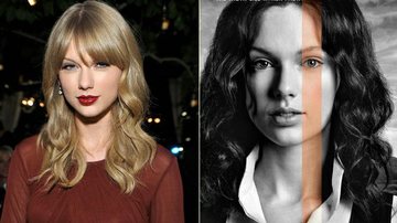 Taylor Swift em cartaz do filme 'Giver' - Getty Images e Reprodução