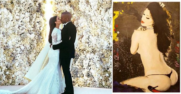 Kanye West presenteia Kim Kardashian com quadro intitulado "Perfect Bitch" - Instagram/Reprodução e Divulgação