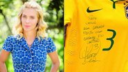 Carolina Dieckmann ganha camisa da seleção com autógrafo de Thiago Silva - Foto-montagem