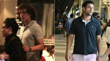 No final de semana antes da Copa, David Luiz vai a restaurante com a família e Fred dá um passeio no shopping - Foto-montagem/agnews