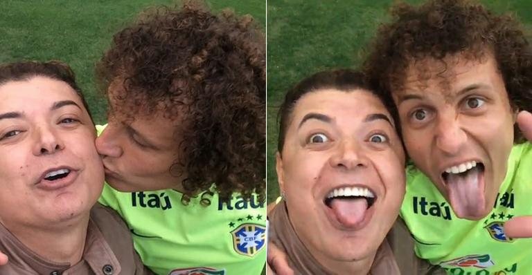 David Brazil visita seleção brasileira na Granja Comary e mostra vídeo com David Luiz - Foto-montagem