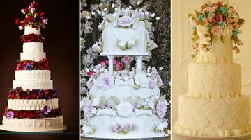 Flores de açúcar dão charme aos bolos de casamento. Veja galeria e inspire-se - Foto-montagem