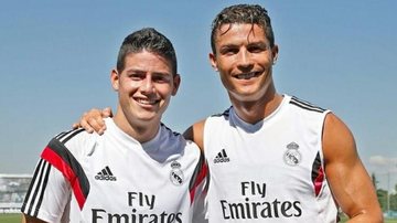 Cristiano Ronaldo e James Rodriguez posam juntos durante treino do Real Madrid - Instagram/Reprodução