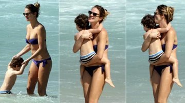 Letícia Birkheuer brinca com o filho na praia - J.Humberto / AgNews