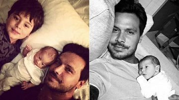 Flávio Mendonça mostra foto com os filhos Benjamin, recém-nascido, e Nicolas - Foto-montagem/ Instagram