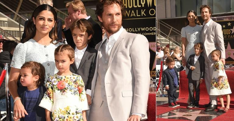 Matthew McConaughey com a mulher, Camila Alves, e os filhos - Getty Images