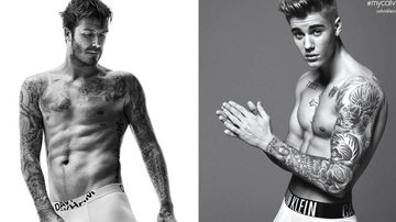 David Beckham e Justin Bieber - Reprodução/H&M e Calvin Klein