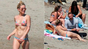 Aos 35 anos, Kate Hudson exibe barriga chapada em dia de praia com Chris Martin - AKM-GSI