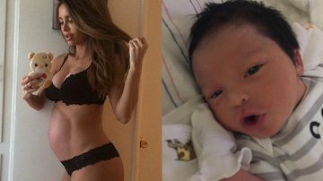 Modelo Sarah Stage, a 'grávida sarada', mostra foto do filho recém-nascido - Reprodução/ Instagram