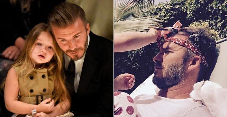 David Beckham mostra penteado feito pela filha, Harper - Divulgação Burberry e Instagram/Reprodução