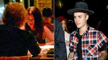 Justin Bieber tenta estragar noite romântica de Selena Gomez e Ed Sheeran - Twitter/Reprodução e AKM-GSI/Splash