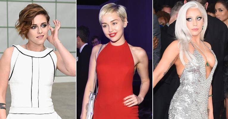 Kristen Stewart, Miley Cyrus e Lady Gaga - Getty Images