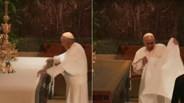 Papa Francisco faz suposto truque da toalha no altar e vira hit na web - YouTube/Reprodução