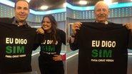Renato Lombardi, Reinaldo Gottino e Fabíola Reipert vestiram a camisa da campanha "Eu Digo Sim", em apoio à prevenção da paralisia cerebral - Divulgação