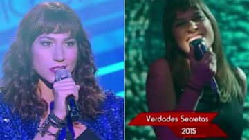 Carol Laudissi no palco do The Voice e em Verdades Secretas - TV Globo/Reprodução