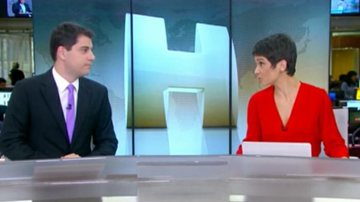 Sandra Annenberg e Evaristo Costa no Jornal Hoje - TV Globo/Reprodução