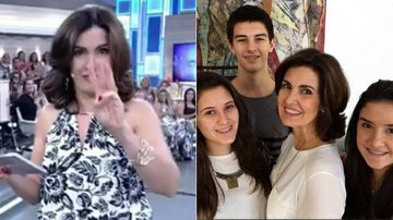 Fátima Bernardes com os filhos Vinícius, Laura e Beatriz - TV Globo e Instagram/Reprodução