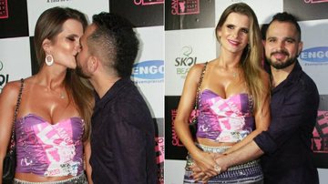 Bem mais magro, Luciano beija Flávia Fonseca em camarote no Rio - Graça Paes/BrazilNews